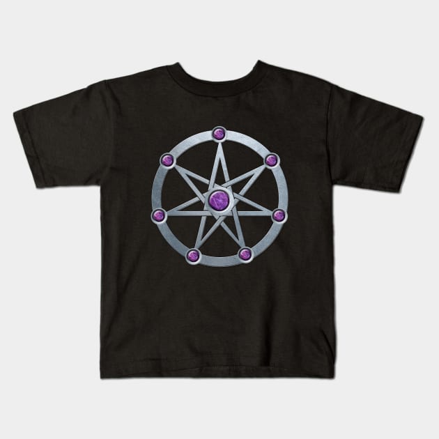 Elven star Silver embossed with Amethyst Kids T-Shirt by Nartissima